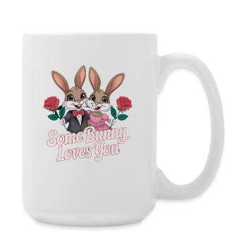  Some Bunny Loves You Süßes Hasen Paar Liebe - Große Tasse 440 ml - Weiß - Rechts