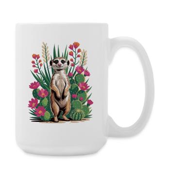 Meerkat with Cacti T-Shirt - Cactus & Flowers - Large Mug 440 ml - white - Right