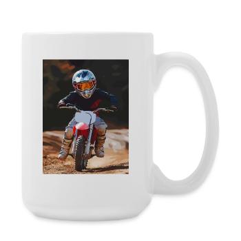 Design artistique des motards tout-terrain - Grande tasse 440 ml - blanc - Droite