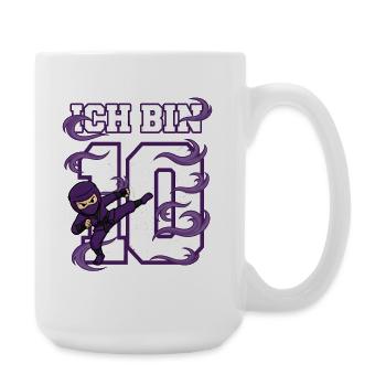 Ich bin 10 Ninja 10. Geburtstag Lila - Große Tasse 440 ml - Weiß - Rechts