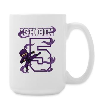 I'm 5 Ninja 5th Birthday Purple Karate - Large Mug 440 ml - white - Right