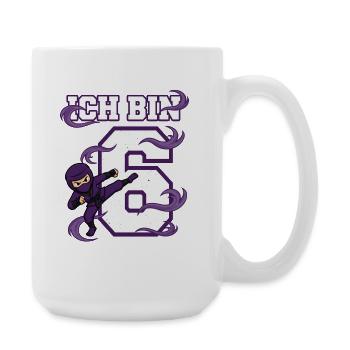 Je suis 6 Ninja 6e anniversaire Karaté Purple Karaté - Grande tasse 440 ml - blanc - Droite