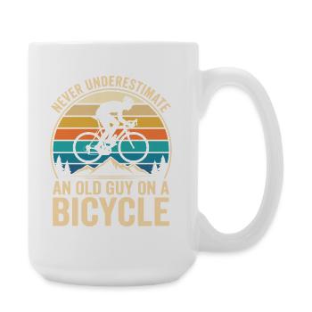 Never Underestimate An Old Guy On A Bicycle - Large Mug 440 ml - white - Right