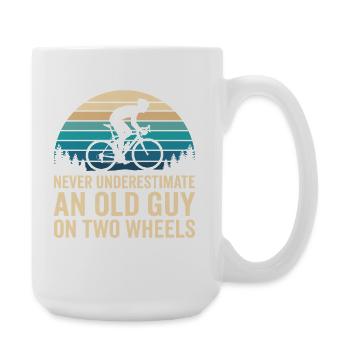 Cyclist Silhouette Sunset Stripe Motif - Large Mug 440 ml - white - Right