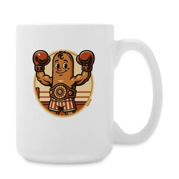 Boxing Boxer Sausage Figure with Boxing Gloves - Large Mug 440 ml - white - Right