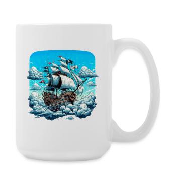 Piratenschiff über Wolkenmeer - Große Tasse 440 ml - Weiß - Rechts