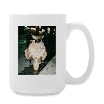 Café glacé au capybara, photo drôle de capybara - Grande tasse 440 ml - blanc - Droite