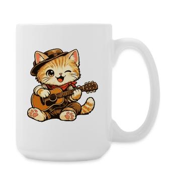 chat_guitare - Große Tasse 440 ml - Weiß - Rechts