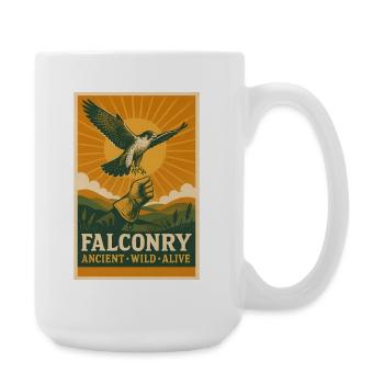 Falknerei: alt, wild, lebendig | Greifvogel - Große Tasse 440 ml - Weiß - Rechts