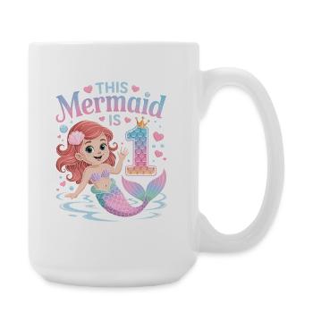 Mermaid 1st Birthday 1 Year - Large Mug 440 ml - white - Right