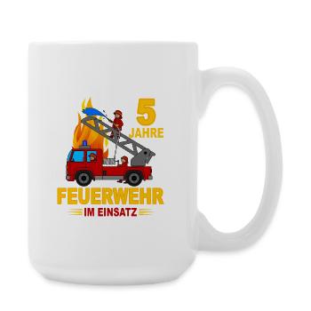 Fire brigade 5 years in action - Large Mug 440 ml - white - Right