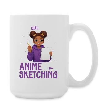 Just a girl who loves anime and draws afro - Large Mug 440 ml - white - Right