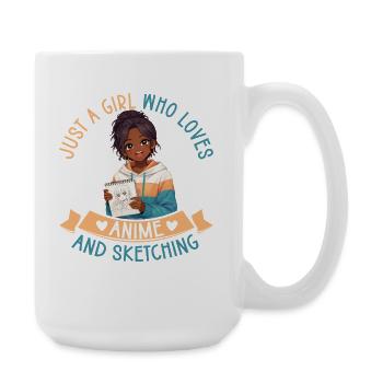 Just a girl who loves anime and draws afro - Large Mug 440 ml - white - Right