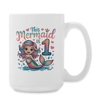 Mermaid 1st Birthday 1 Year - Large Mug 440 ml - white - Right