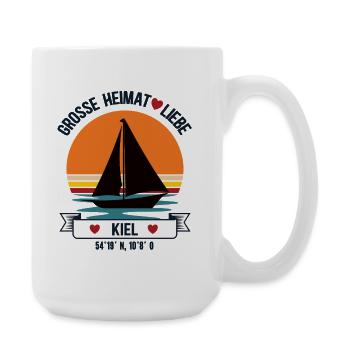 Kiel Heimat Segler Ich Liebe Segeln Kieler Hafen - Große Tasse 440 ml - Weiß - Rechts