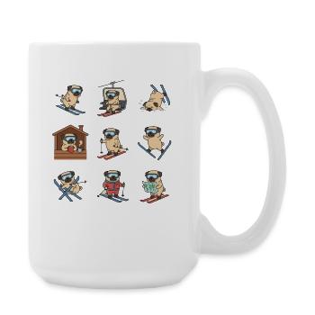 Lustiger Ski Mops für Wintersport Fans - Große Tasse 440 ml - Weiß - Rechts