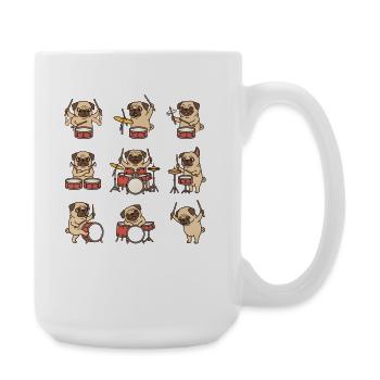 Mops Drummer Cartoon Für Schlagzeuger - Große Tasse 440 ml - Weiß - Rechts