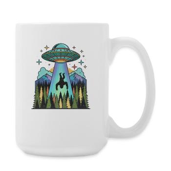 Bigfoot Alien Abduction Sasquatch UFO Spaceship - Large Mug 440 ml - white - Right