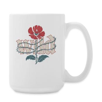 Chemise de fleurs sauvages avec motif de pavot - Grande tasse 440 ml - blanc - Droite