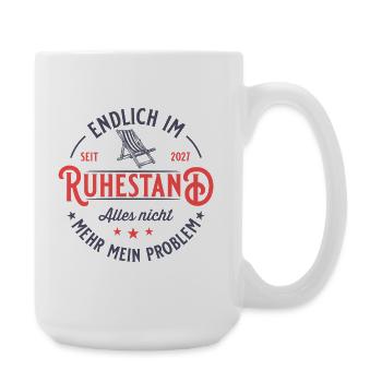 Rentenalter 2027 Liegestuhl Vintage Ruhestand - Große Tasse 440 ml - Weiß - Rechts
