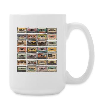 Kassettenkassetten Retro 80er Musik-Mixtape - Große Tasse 440 ml - Weiß - Rechts