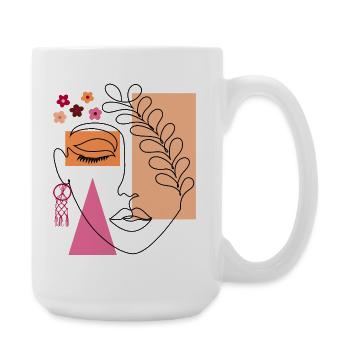 Abstract Woman Face Minimalist Art - Large Mug 440 ml - white - Right