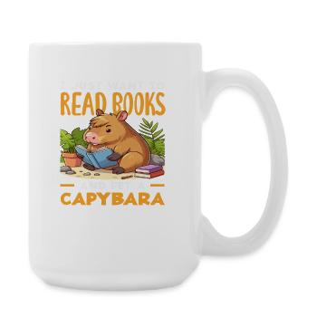 Bücher Lesen Pet A Capybara Niedliches Lustiges - Große Tasse 440 ml - Weiß - Rechts