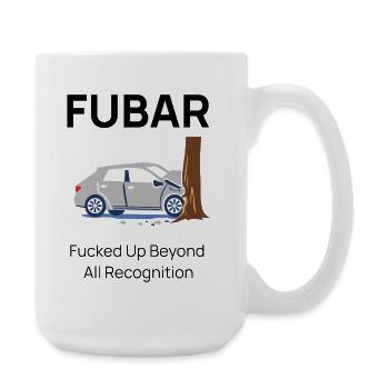 FUBAR: Car Collision with Tree Cartoon - Large Mug 440 ml - white - Right