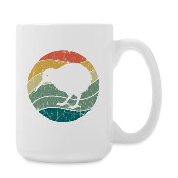 Neuseeland Niedlicher Kiwi-Vogel Retro Vintage - Große Tasse 440 ml - Weiß - Rechts