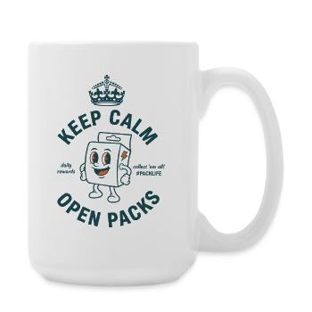 Restez calmes Ouvrez les paquets Carte à collectionner Vie des paquets - Grande tasse 440 ml - blanc - Droite