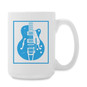 Retro-Gitarren-Silhouette - Große Tasse 440 ml - Weiß - Rechts