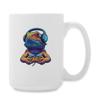 Bearded Dragon Gamer Pogona Controller - Large Mug 440 ml - white - Right