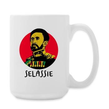 Haile Selassie I Jah Rastafari Rasta Reggae Roots  - Große Tasse 440 ml - Weiß - Rechts