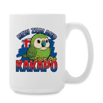 Rettet den Kakapo-Vogel Neuseeland - Große Tasse 440 ml - Weiß - Rechts