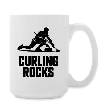 Curling Rocks Winter Sports Silhouette Man - Large Mug 440 ml - white - Right