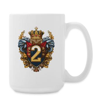 2 Zahl Wappen - Große Tasse 440 ml - Weiß - Rechts