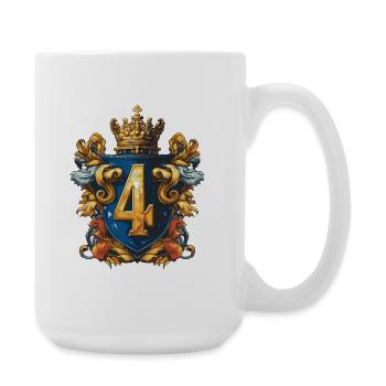 4 Zahl Wappen - Große Tasse 440 ml - Weiß - Rechts