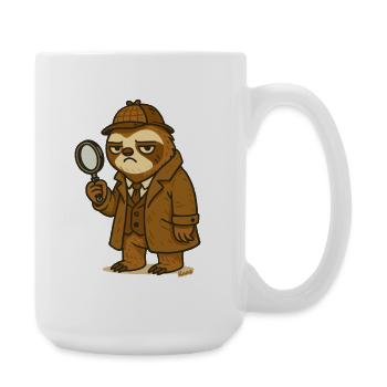 Detective bear with magnifying glass in comic style - Large Mug 440 ml - white - Right