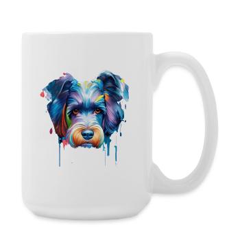 Vibrant Colourful Abstract Dog Portrait Art - Large Mug 440 ml - white - Right