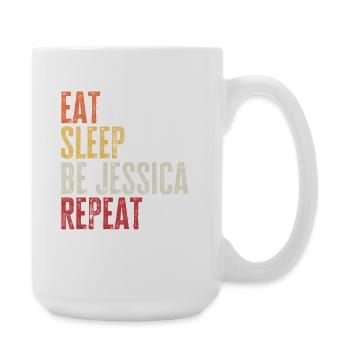 Iss, schlaf Sei Jessica, wiederhole Retro-Name - Große Tasse 440 ml - Weiß - Rechts