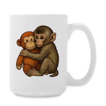 Monkey Hug Friendship - Large Mug 440 ml - white - Right