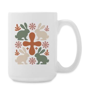 Osterhase Kreuz Muster - Große Tasse 440 ml - Weiß - Rechts