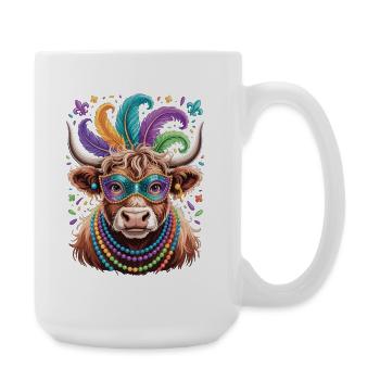 Mardi Gras Highland Cow Shirt Karneval - Große Tasse 440 ml - Weiß - Rechts