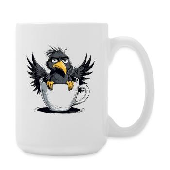 Matin, grognon, café, pas de désir, corbeau, mauvaise humeur, mauvaise humeur - Grande tasse 440 ml - blanc - Droite