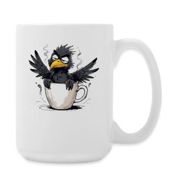 Matin, grognon, café, pas de désir, corbeau, mauvaise humeur, mauvaise humeur - Grande tasse 440 ml - blanc - Droite