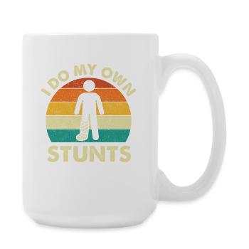 I Do My Own Stunts Funny Leg Injury Recovery - Large Mug 440 ml - white - Right
