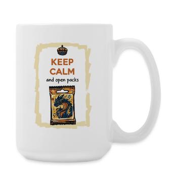 Keep Calm And Open Packs Sammelkarten-Booster-Pack - Große Tasse 440 ml - Weiß - Rechts