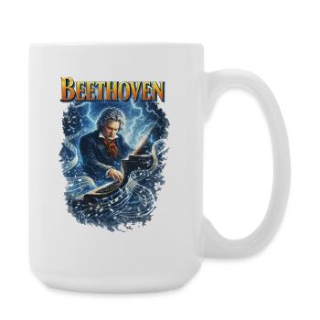Beethoven Kraft: Electrifying Piano - Large Mug 440 ml - white - Right