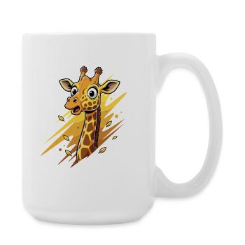 Dessin animé de girafe en éclaboussures jaunes - Grande tasse 440 ml - blanc - Droite