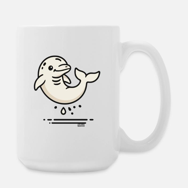 Dauphin mignon dans le style comic - Grande tasse 440 ml - blanc